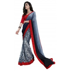 Triveni Pleasing Multi Colored Printed Faux Georgette Saree